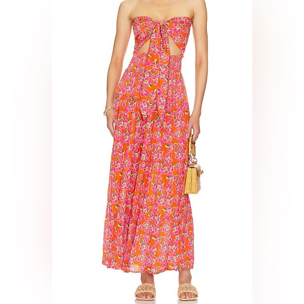 Tiare Hawaii Vibrant Pink Floral Maxi Skirt